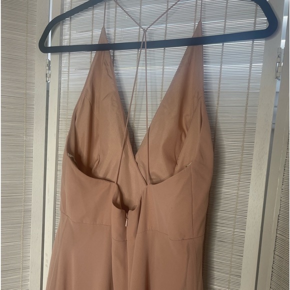 Jenny Yoo Dress Farrah Blush Pink Halter Waterfall Front Zip Back Size 4 - Picture 5 of 8